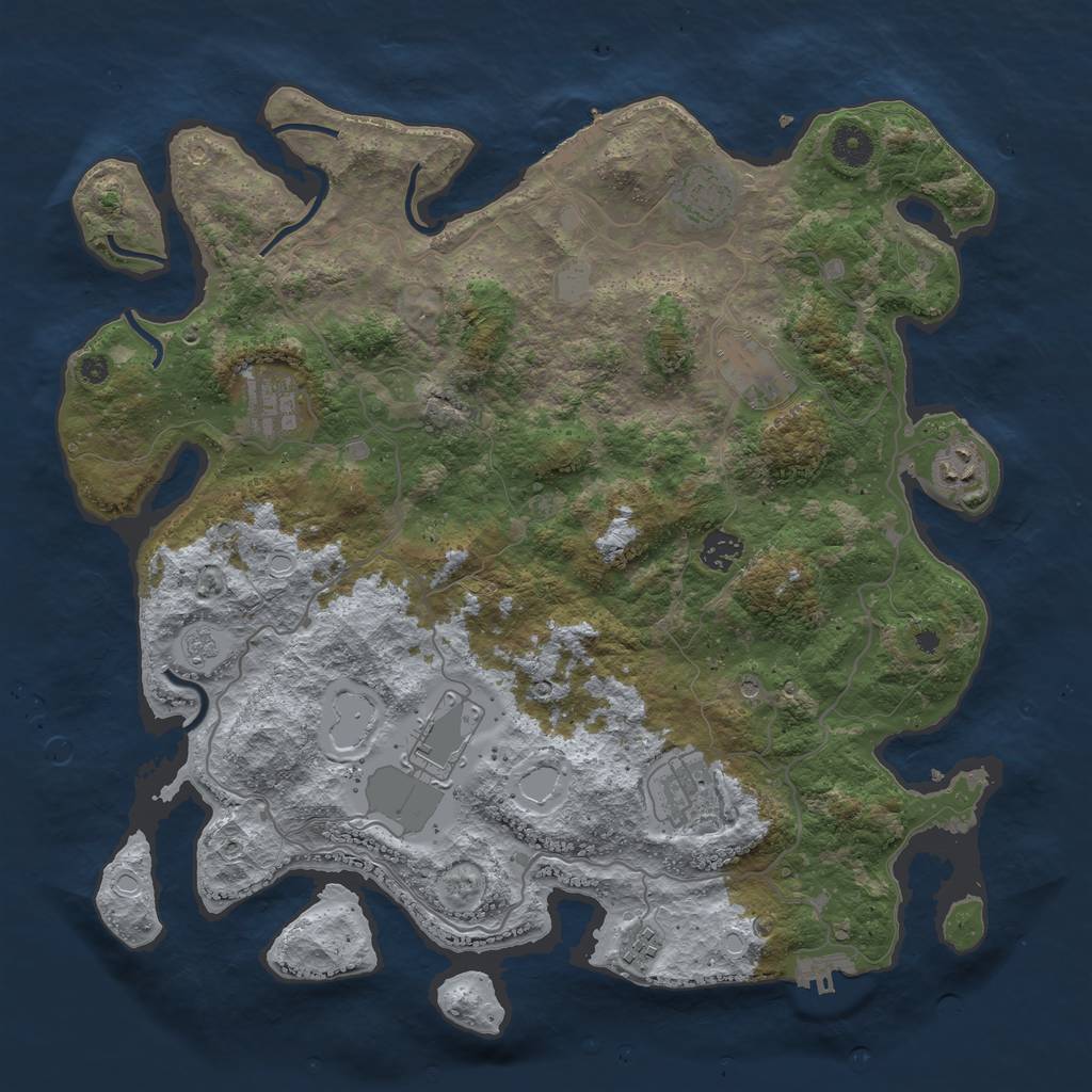 Rust Map: Procedural Map, Size: 4000, Seed: 88888, 17 Monuments