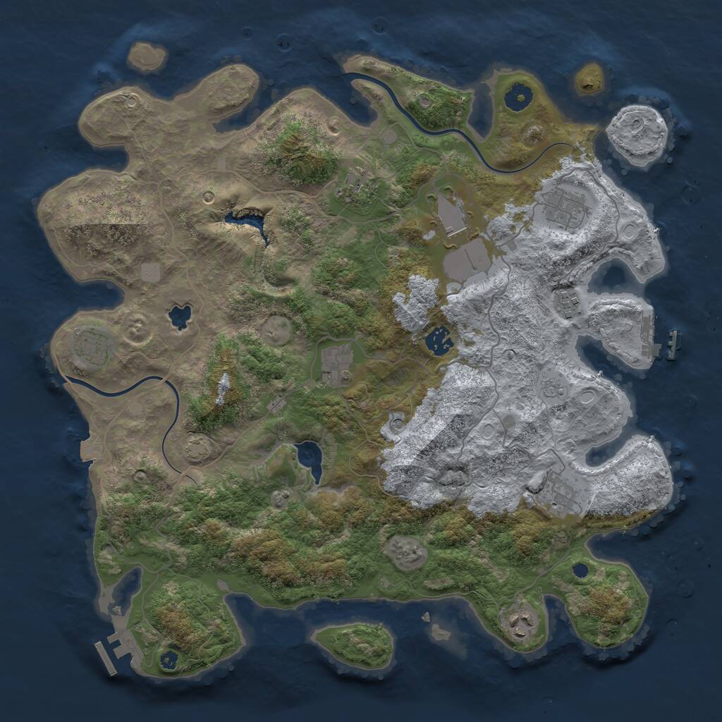 Rust Map: Procedural Map, Size: 4000, Seed: 98237648, 15 Monuments