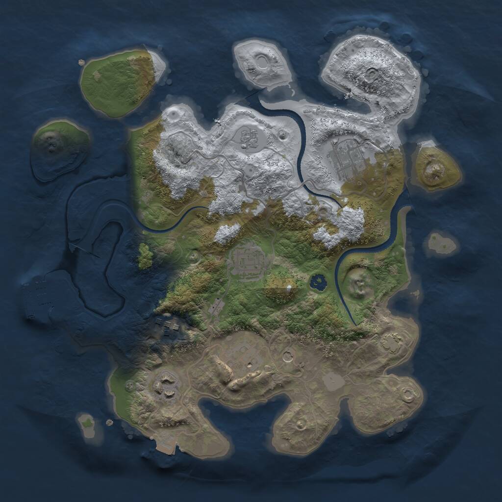 Rust Map: Procedural Map, Size: 3000, Seed: 1410859446, 10 Monuments