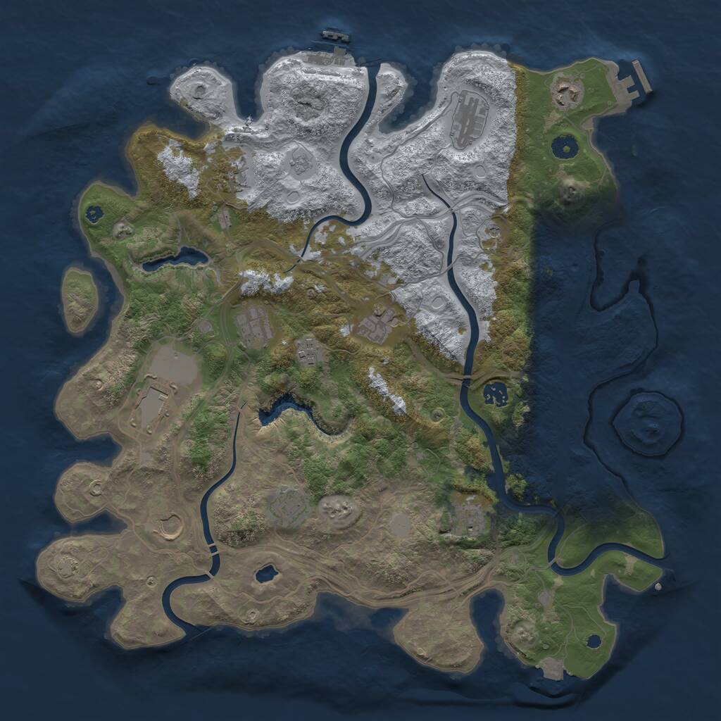 Rust Map: Procedural Map, Size: 4250, Seed: 592509074, 17 Monuments