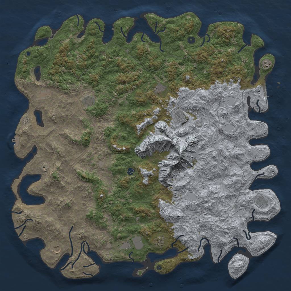 Rust Map: Procedural Map, Size: 6000, Seed: 1396622450, 20 Monuments