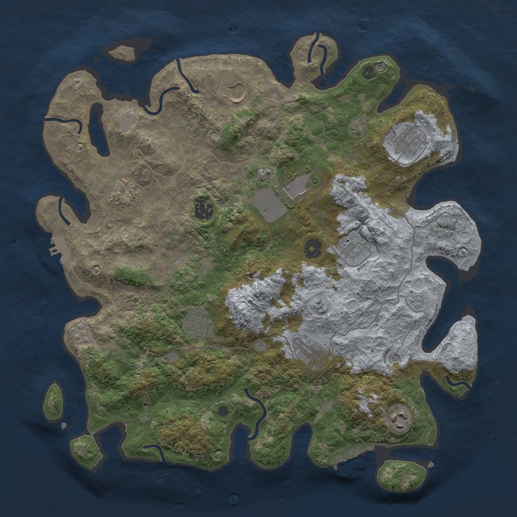Rust Map: Procedural Map, Size: 4000, Seed: 9518592, 19 Monuments