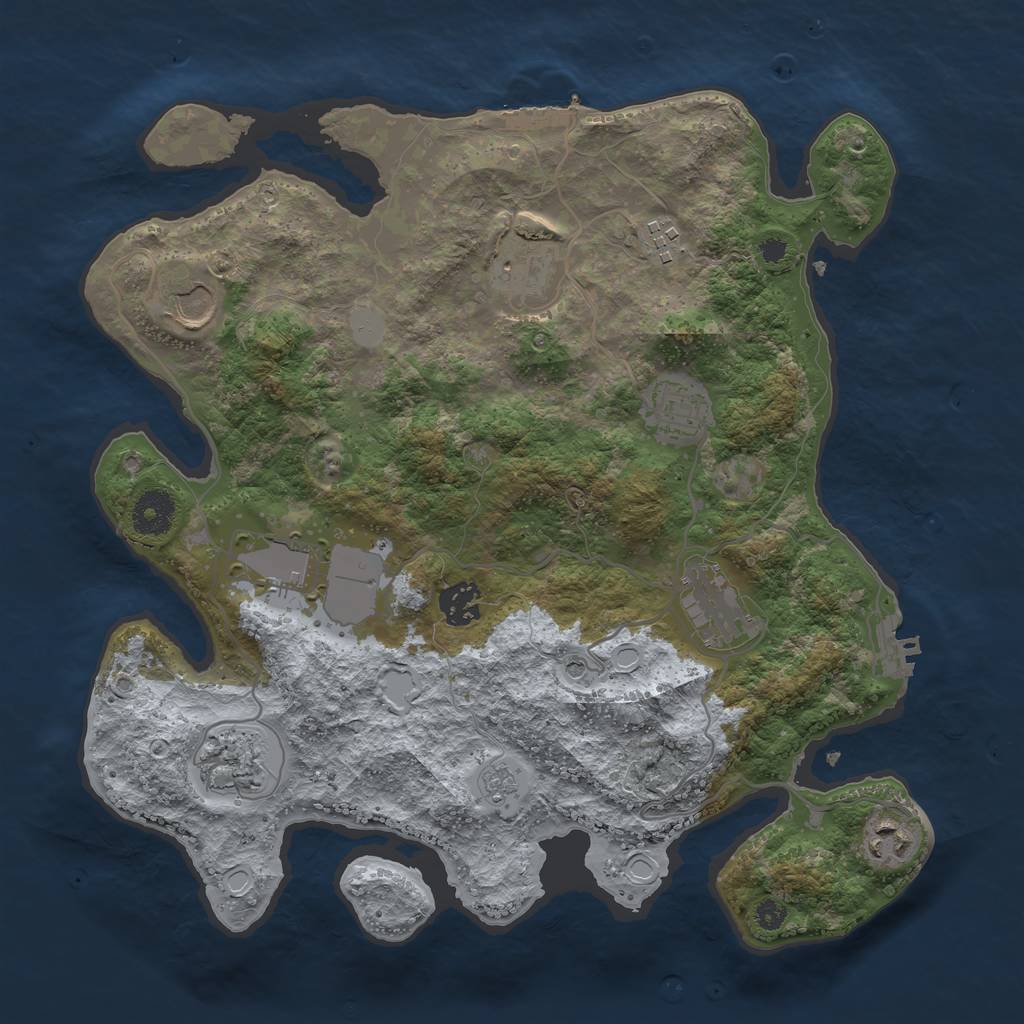 Rust Map: Procedural Map, Size: 3500, Seed: 1065465012, 18 Monuments