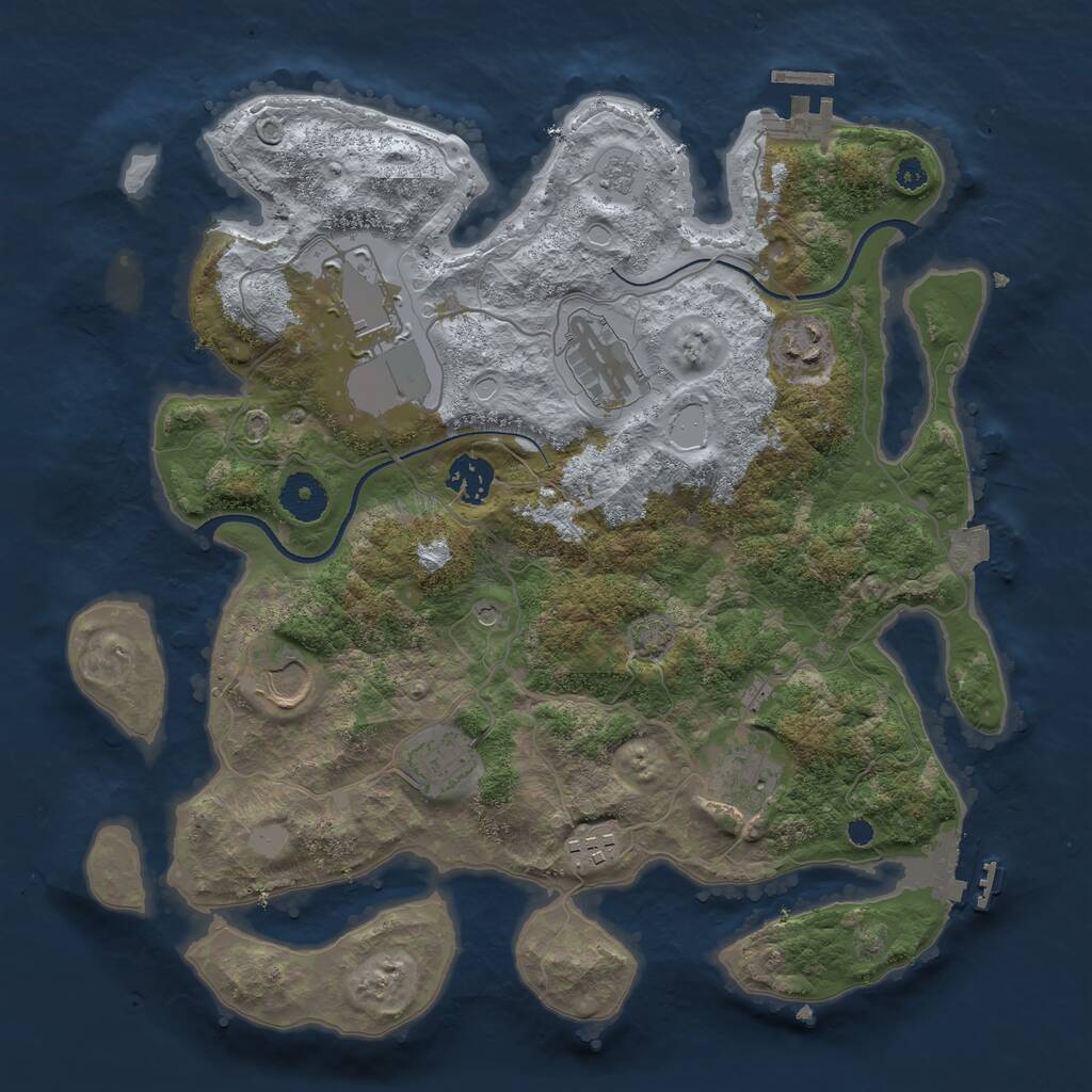 Rust Map: Procedural Map, Size: 3500, Seed: 1824214060, 14 Monuments