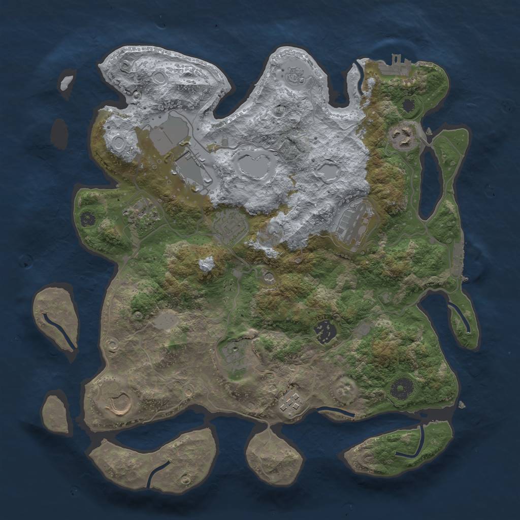 Rust Map: Procedural Map, Size: 3500, Seed: 1824214060, 18 Monuments