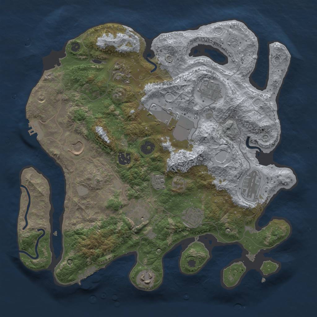 Rust Map: Procedural Map, Size: 3500, Seed: 1328152958, 19 Monuments