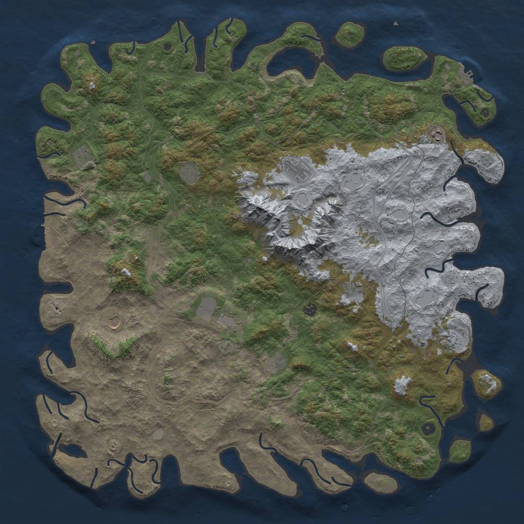 Rust Map: Procedural Map, Size: 6000, Seed: 190610, 20 Monuments