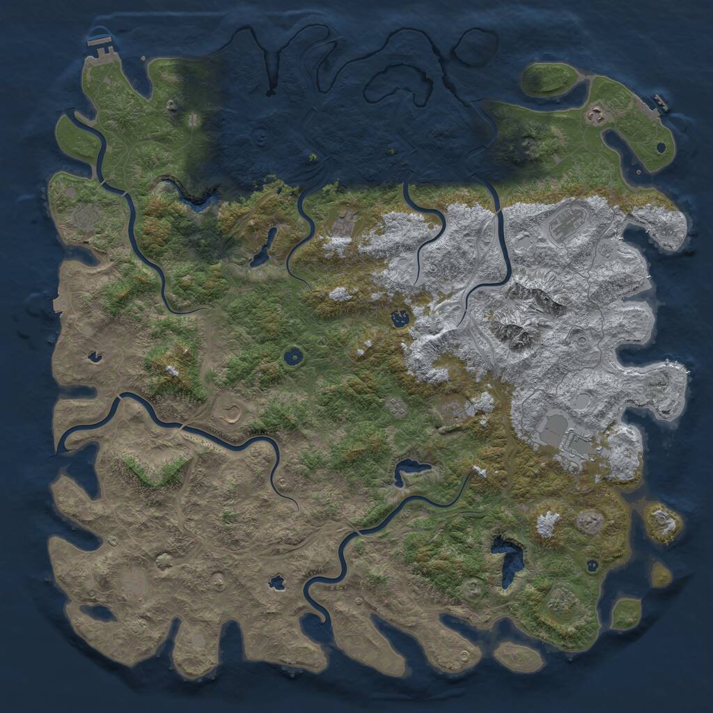 Rust Map: Procedural Map, Size: 6000, Seed: 190610, 17 Monuments