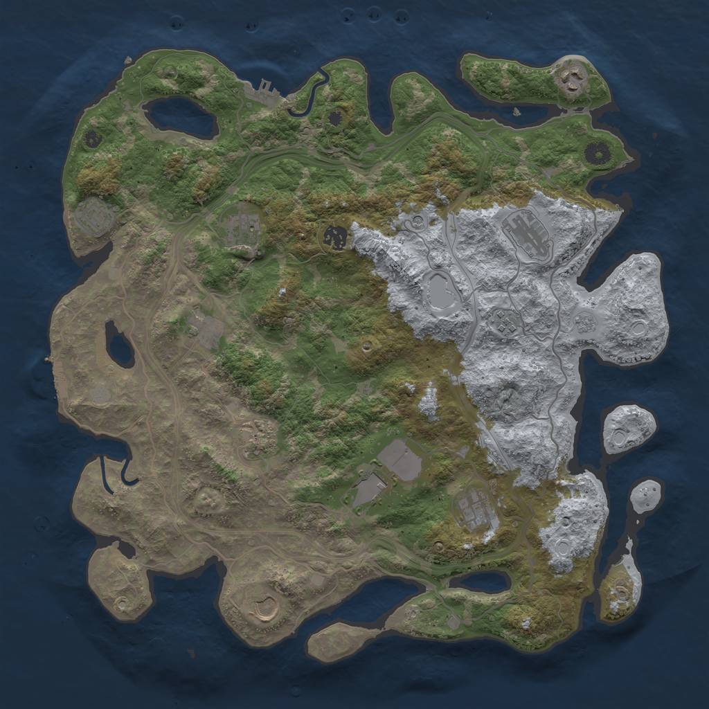 Rust Map: Procedural Map, Size: 4300, Seed: 2048365776, 20 Monuments