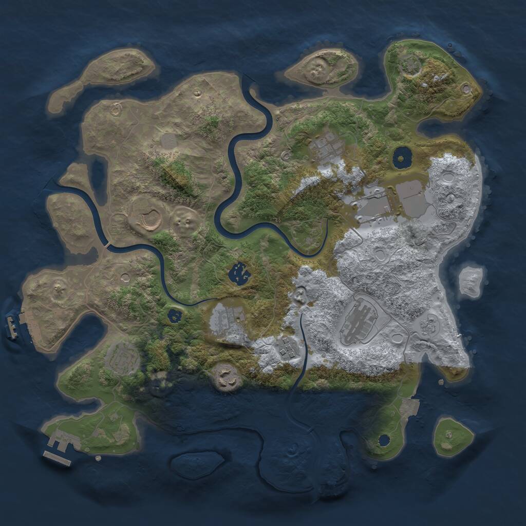 Rust Map: Procedural Map, Size: 3700, Seed: 20505826, 15 Monuments