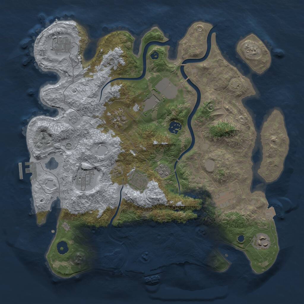 Rust Map: Procedural Map, Size: 3700, Seed: 1495133288, 15 Monuments