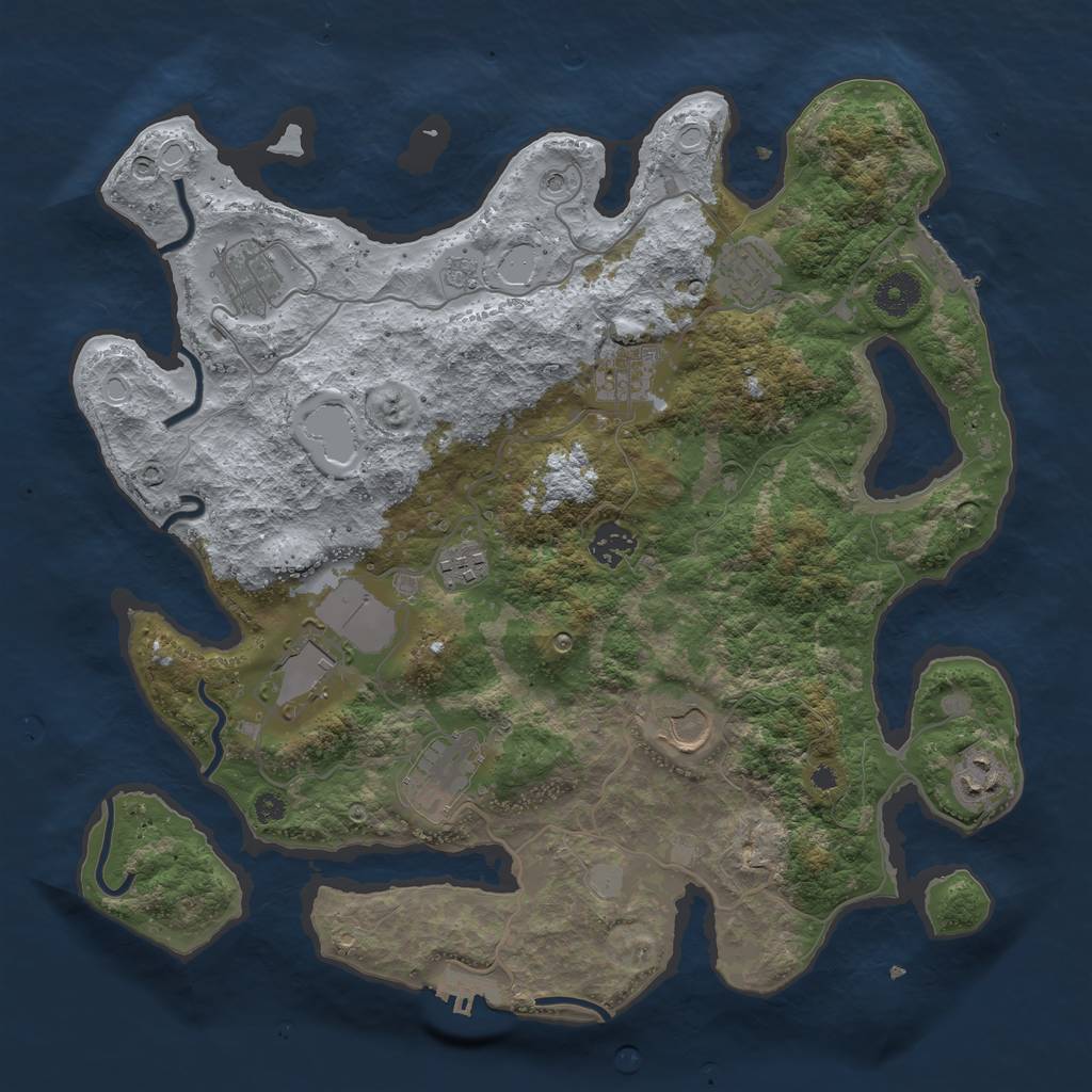 Rust Map: Procedural Map, Size: 3700, Seed: 2122481222, 18 Monuments