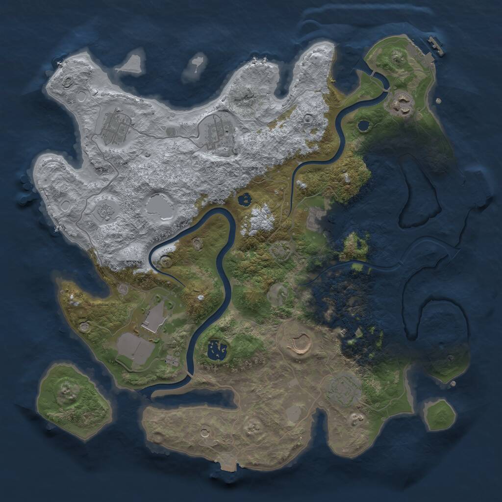 Rust Map: Procedural Map, Size: 3700, Seed: 2122481222, 15 Monuments