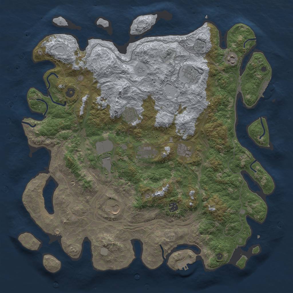 Rust Map: Procedural Map, Size: 4500, Seed: 13876, 18 Monuments