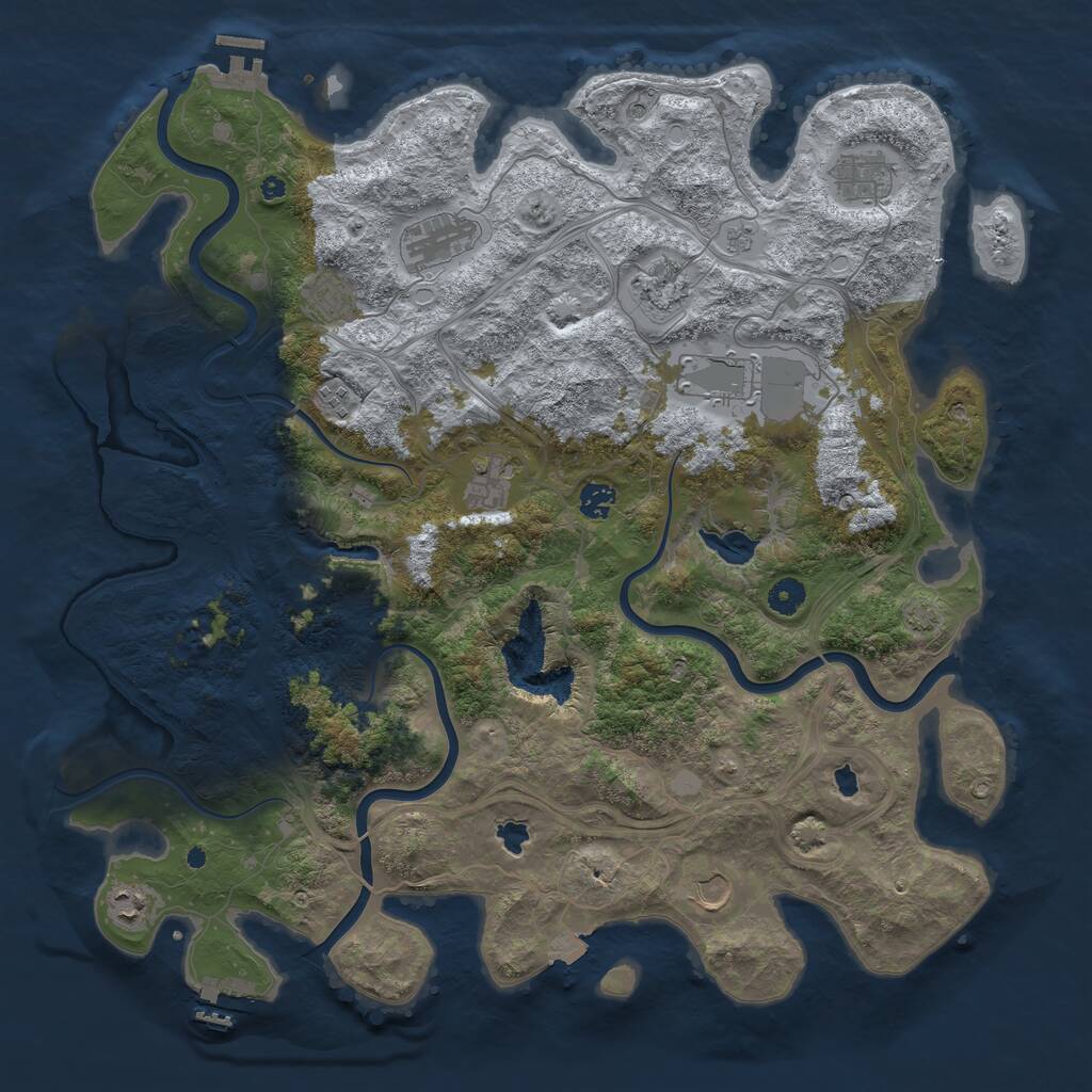 Rust Map: Procedural Map, Size: 4500, Seed: 1112643849, 16 Monuments