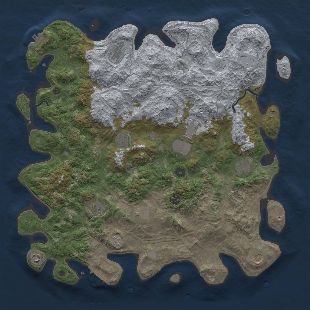 Rust Map: Procedural Map, Size: 4500, Seed: 1112643849, 19 Monuments