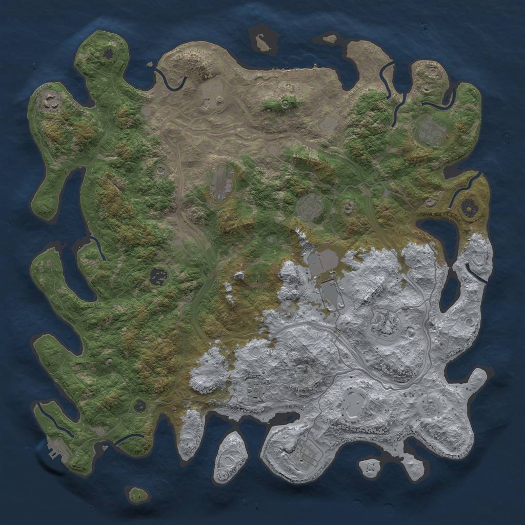 Rust Map: Procedural Map, Size: 4500, Seed: 135792468, 19 Monuments