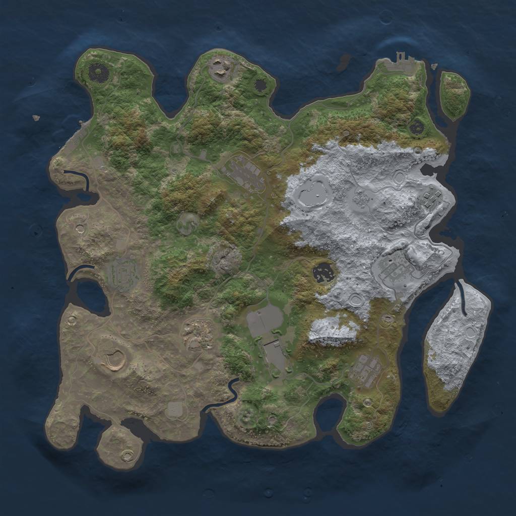 Rust Map: Procedural Map, Size: 3750, Seed: 1469, 19 Monuments
