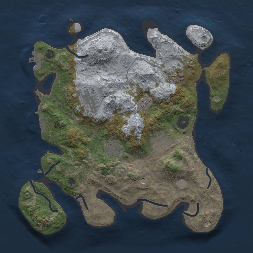 Rust Map: Procedural Map, Size: 3000, Seed: 5731, 14 Monuments