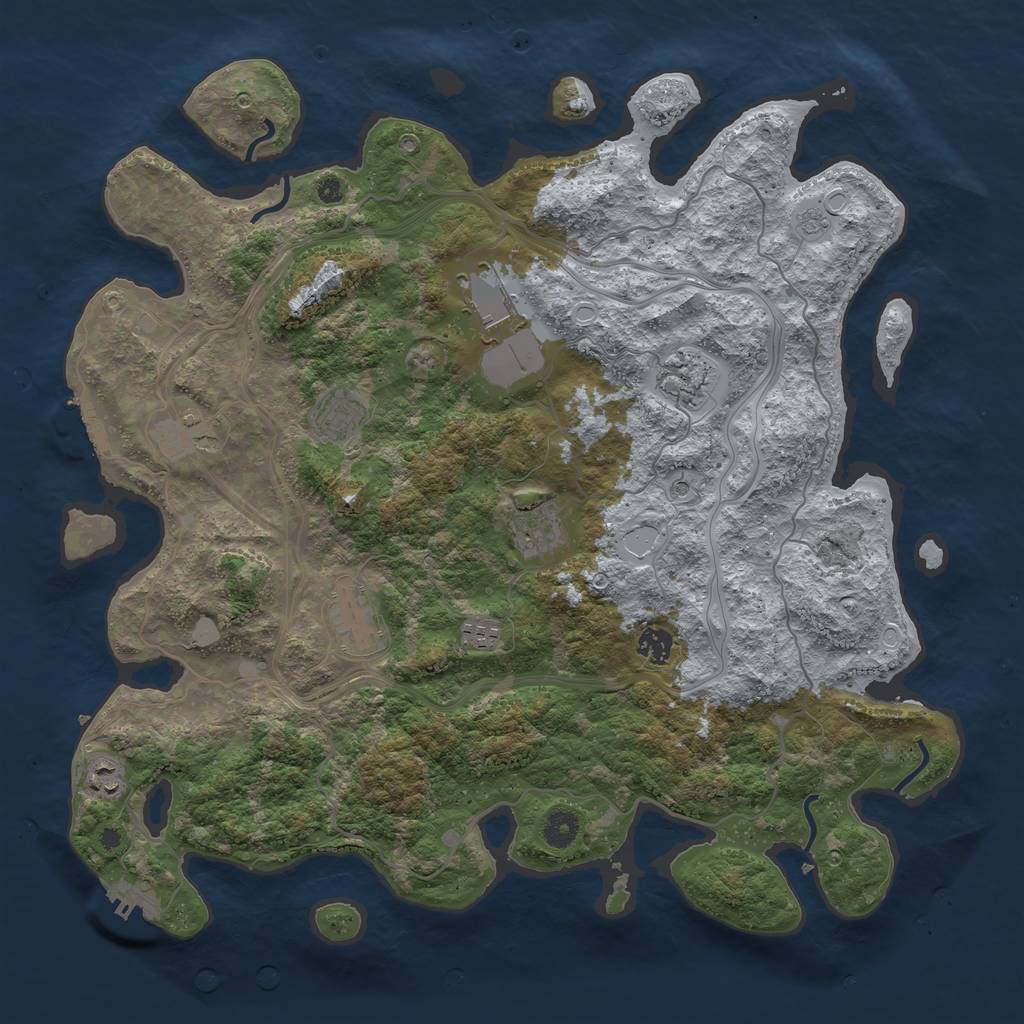 Rust Map: Procedural Map, Size: 4300, Seed: 2143801423, 18 Monuments