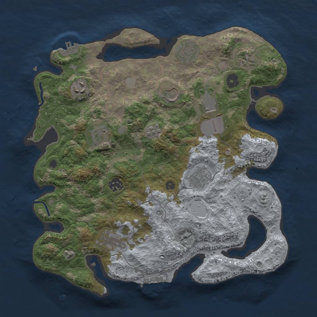 Rust Map: Procedural Map, Size: 3500, Seed: 320519871, 19 Monuments