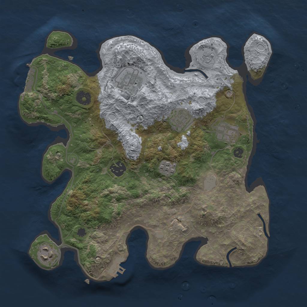Rust Map: Procedural Map, Size: 3099, Seed: 1, 14 Monuments