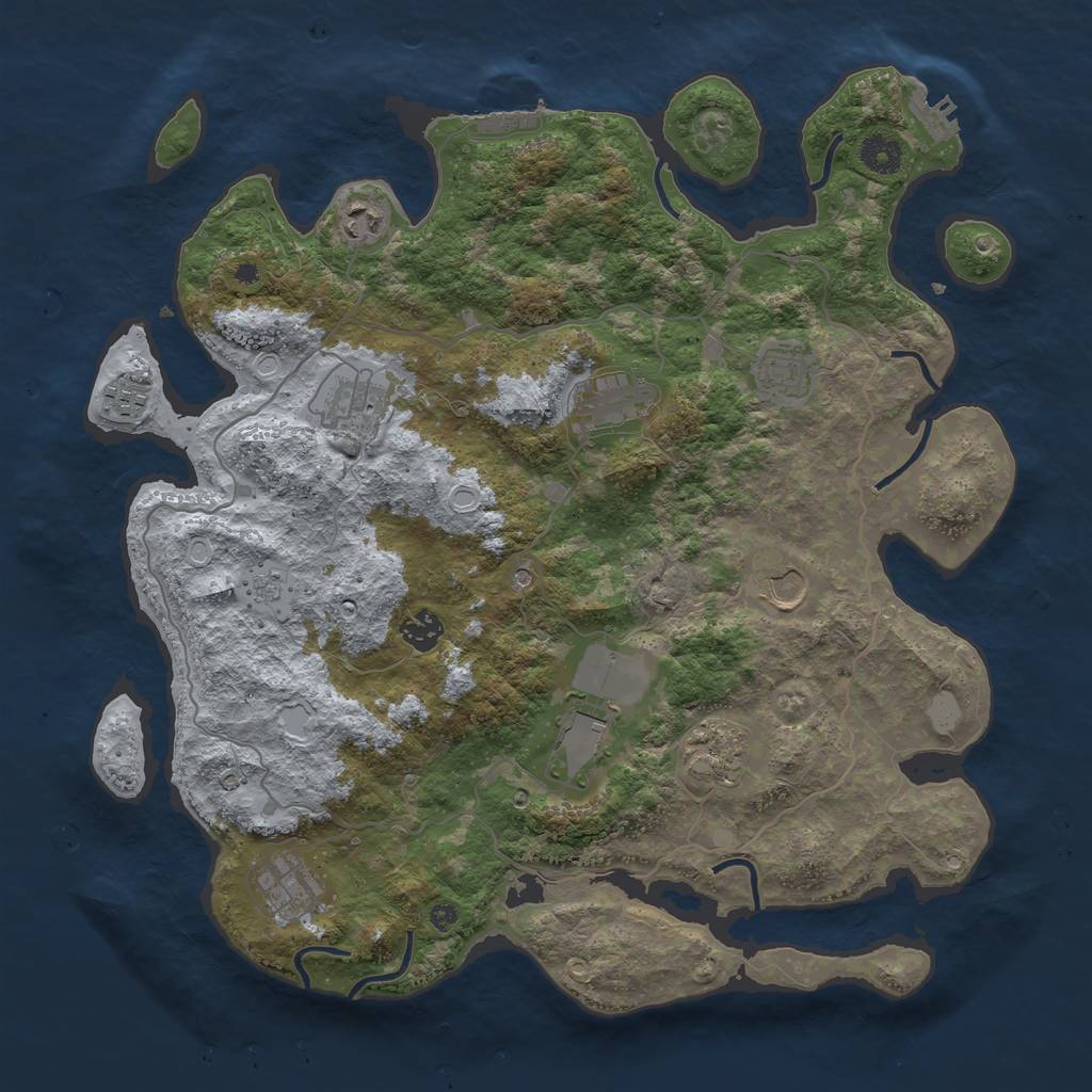 Rust Map: Procedural Map, Size: 4000, Seed: 13194, 19 Monuments