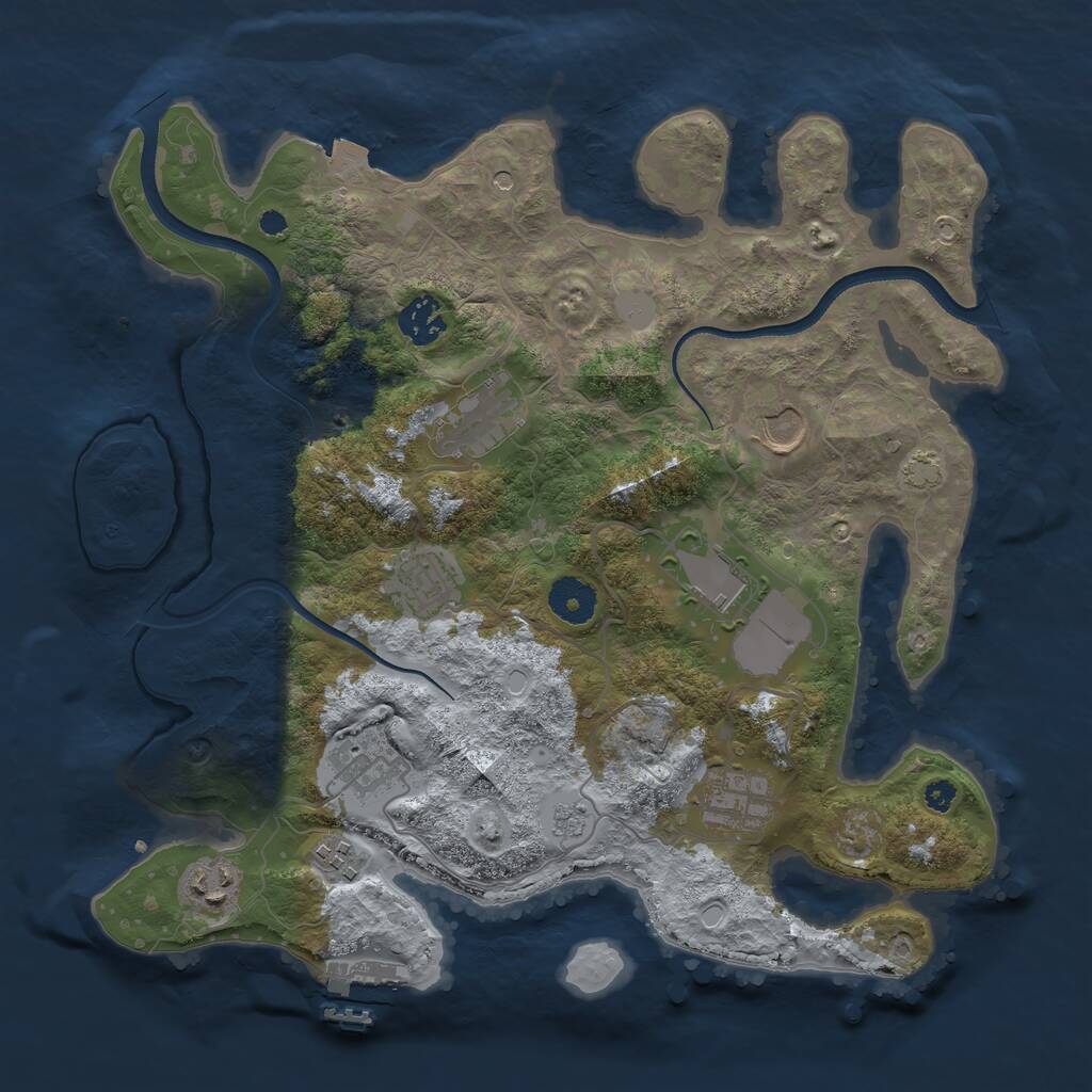 Rust Map: Procedural Map, Size: 3500, Seed: 4117894, 14 Monuments