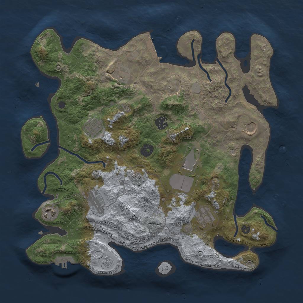 Rust Map: Procedural Map, Size: 3500, Seed: 4117894, 18 Monuments