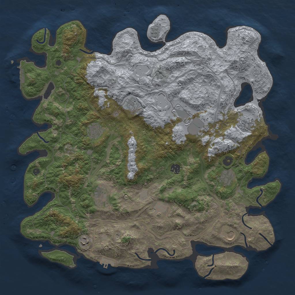 Rust Map: Procedural Map, Size: 4500, Seed: 1222172666, 20 Monuments