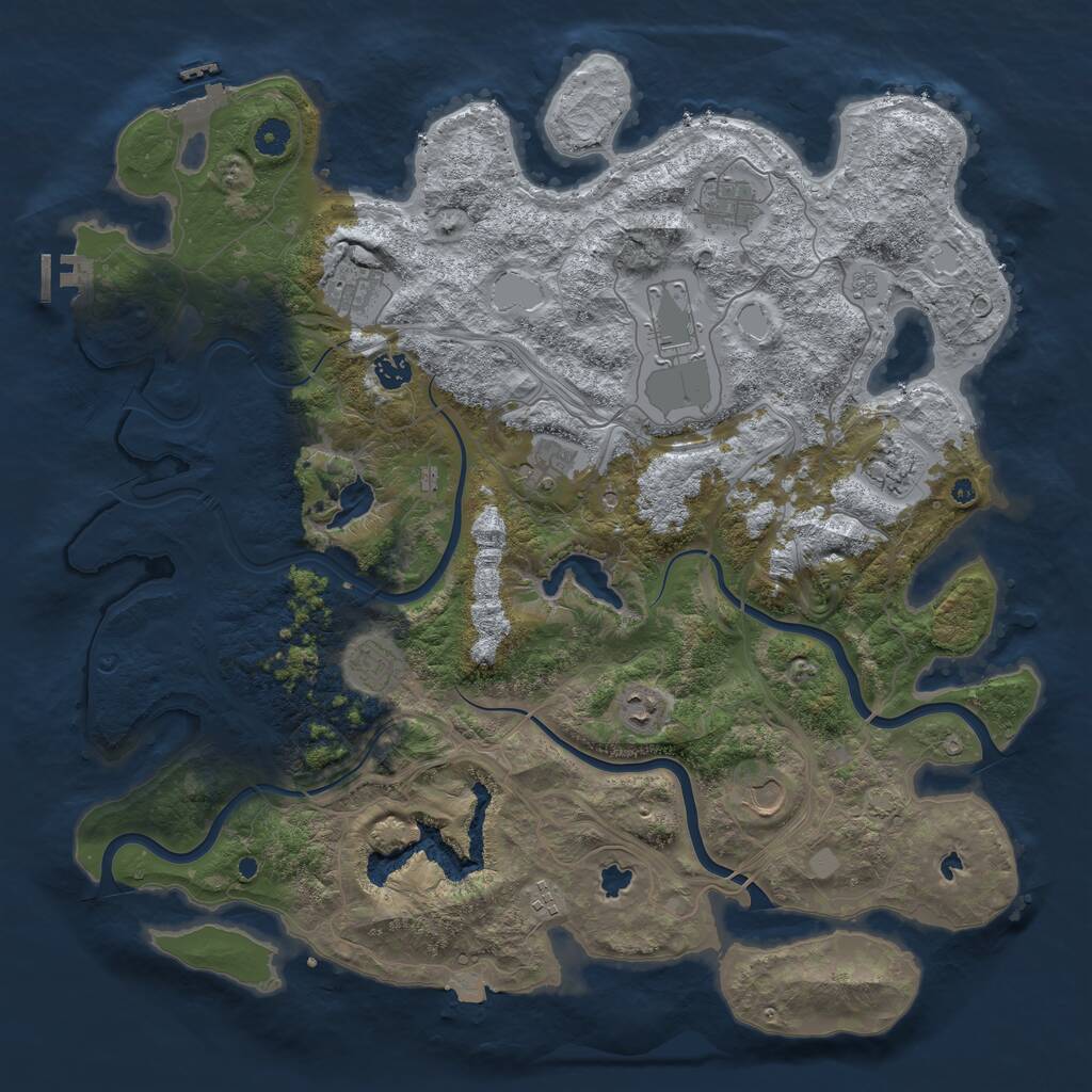 Rust Map: Procedural Map, Size: 4500, Seed: 1222172666, 16 Monuments