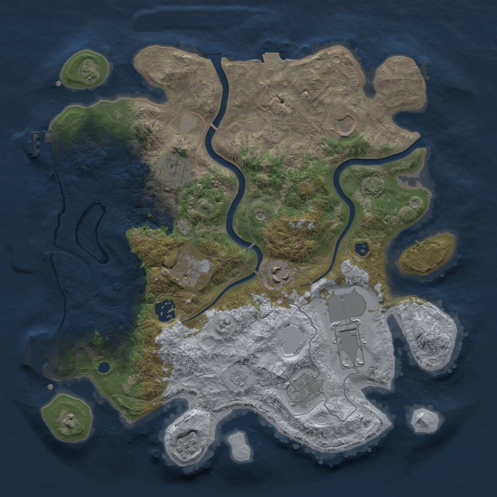 Rust Map: Procedural Map, Size: 3500, Seed: 612422721, 14 Monuments