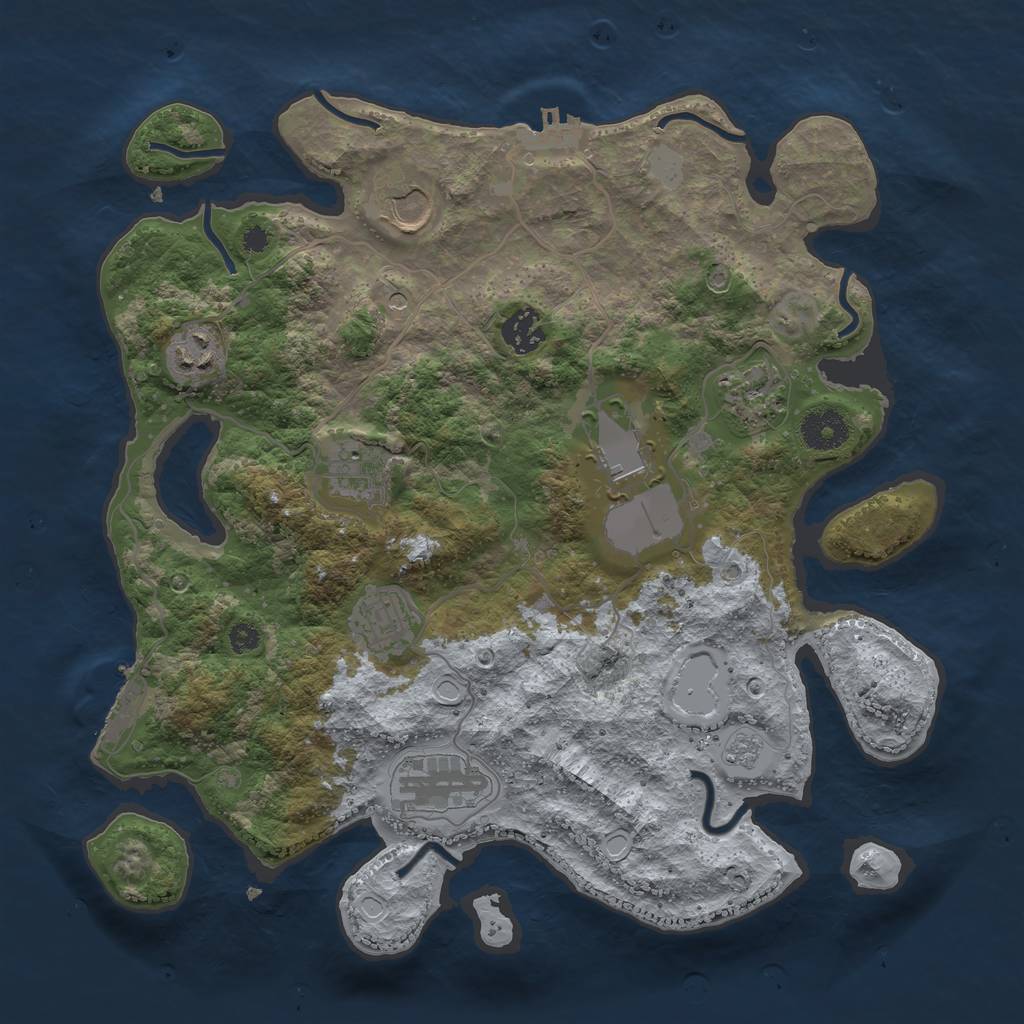 Rust Map: Procedural Map, Size: 3500, Seed: 612422721, 17 Monuments