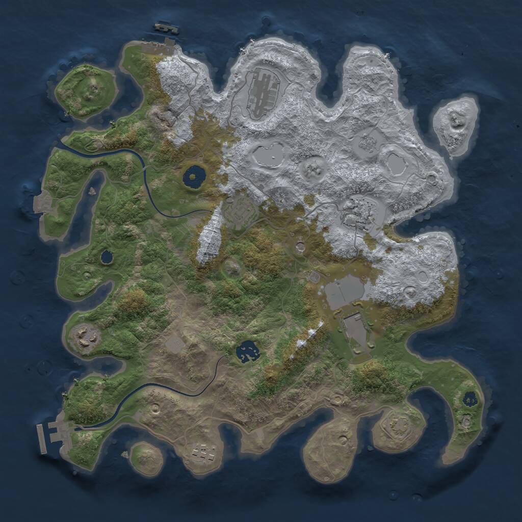 Rust Map: Procedural Map, Size: 3500, Seed: 690163165, 13 Monuments