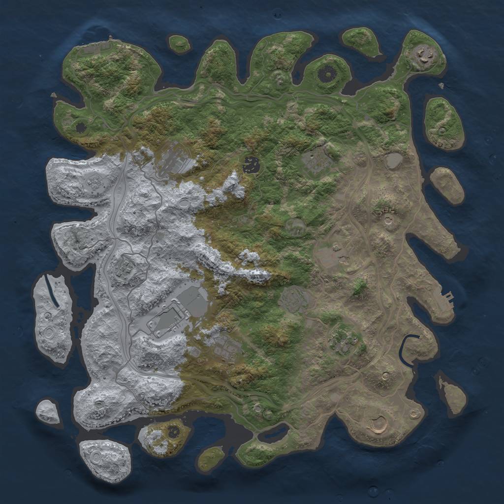 Rust Map: Procedural Map, Size: 4250, Seed: 408350371, 20 Monuments