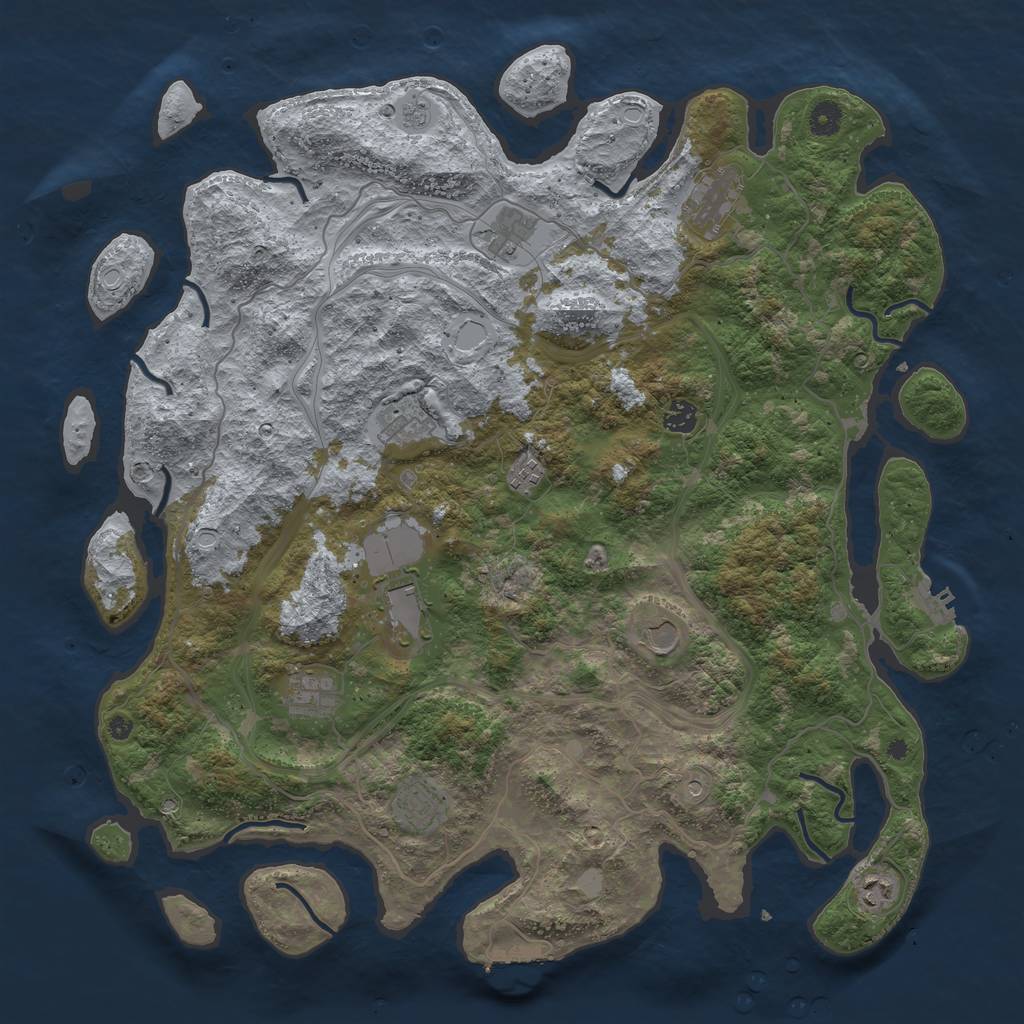 Rust Map: Procedural Map, Size: 4500, Seed: 55856, 19 Monuments