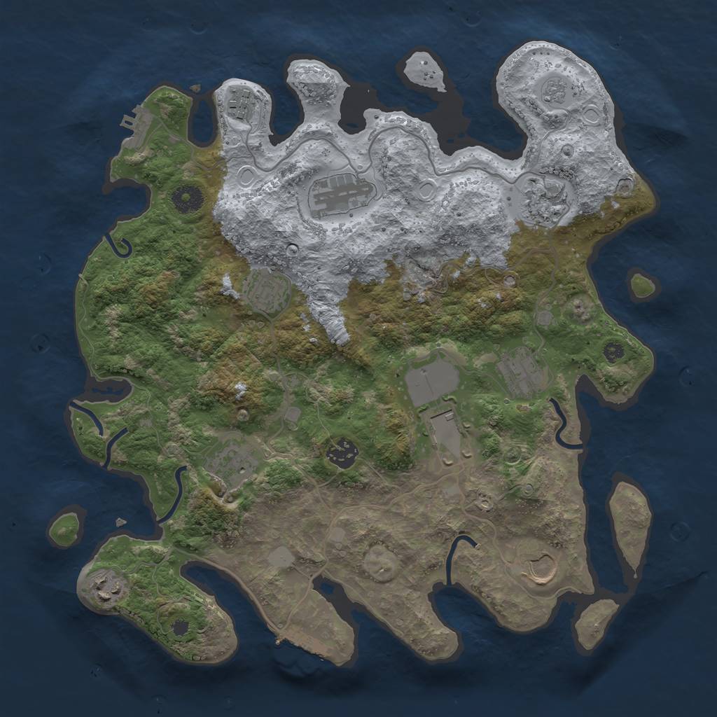 Rust Map: Procedural Map, Size: 3600, Seed: 10712, 18 Monuments