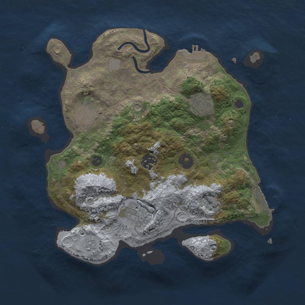 Rust Map: Procedural Map, Size: 3000, Seed: 1992854558, 13 Monuments