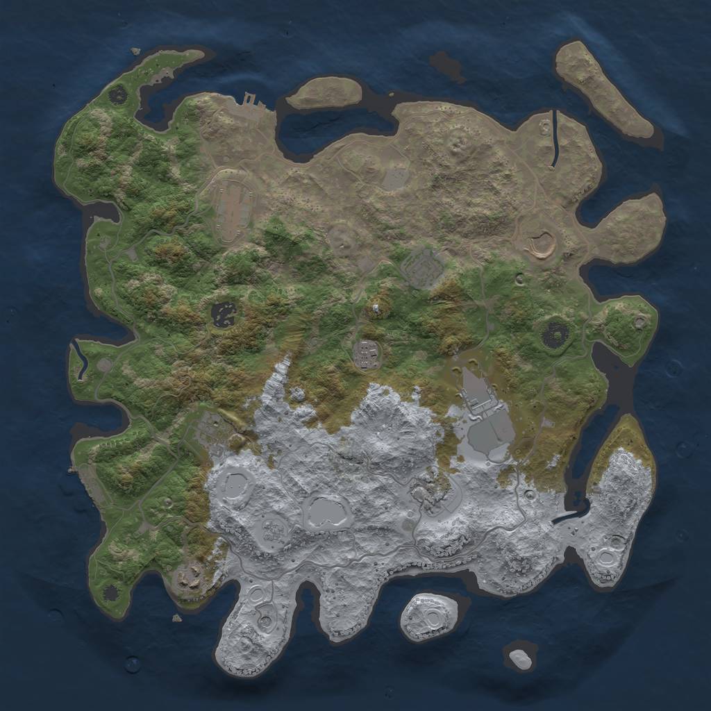 Rust Map: Procedural Map, Size: 4000, Seed: 3598764, 18 Monuments