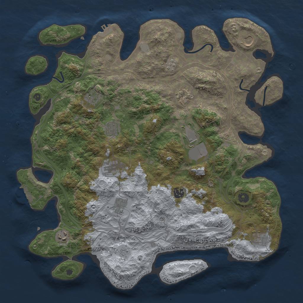 Rust Map: Procedural Map, Size: 4250, Seed: 106128251, 20 Monuments