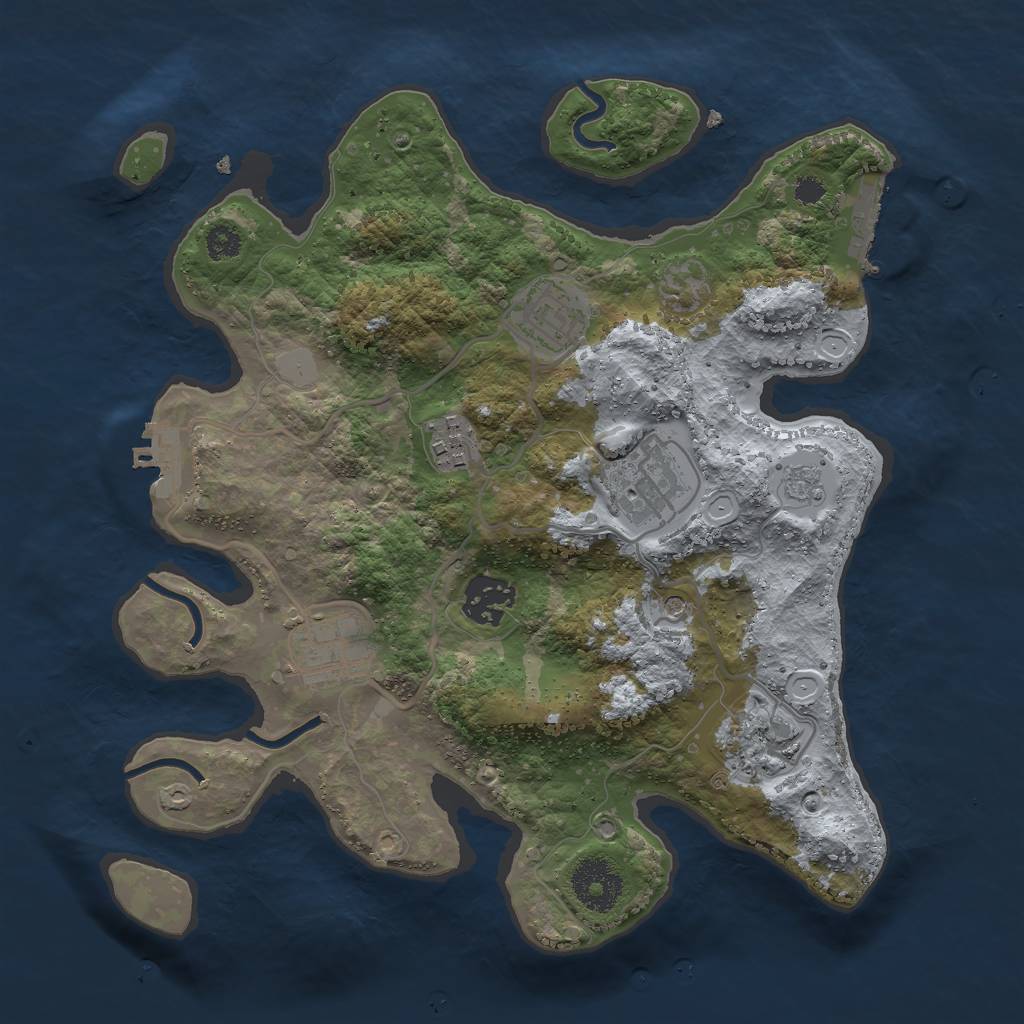 Rust Map: Procedural Map, Size: 3000, Seed: 1033230784, 15 Monuments