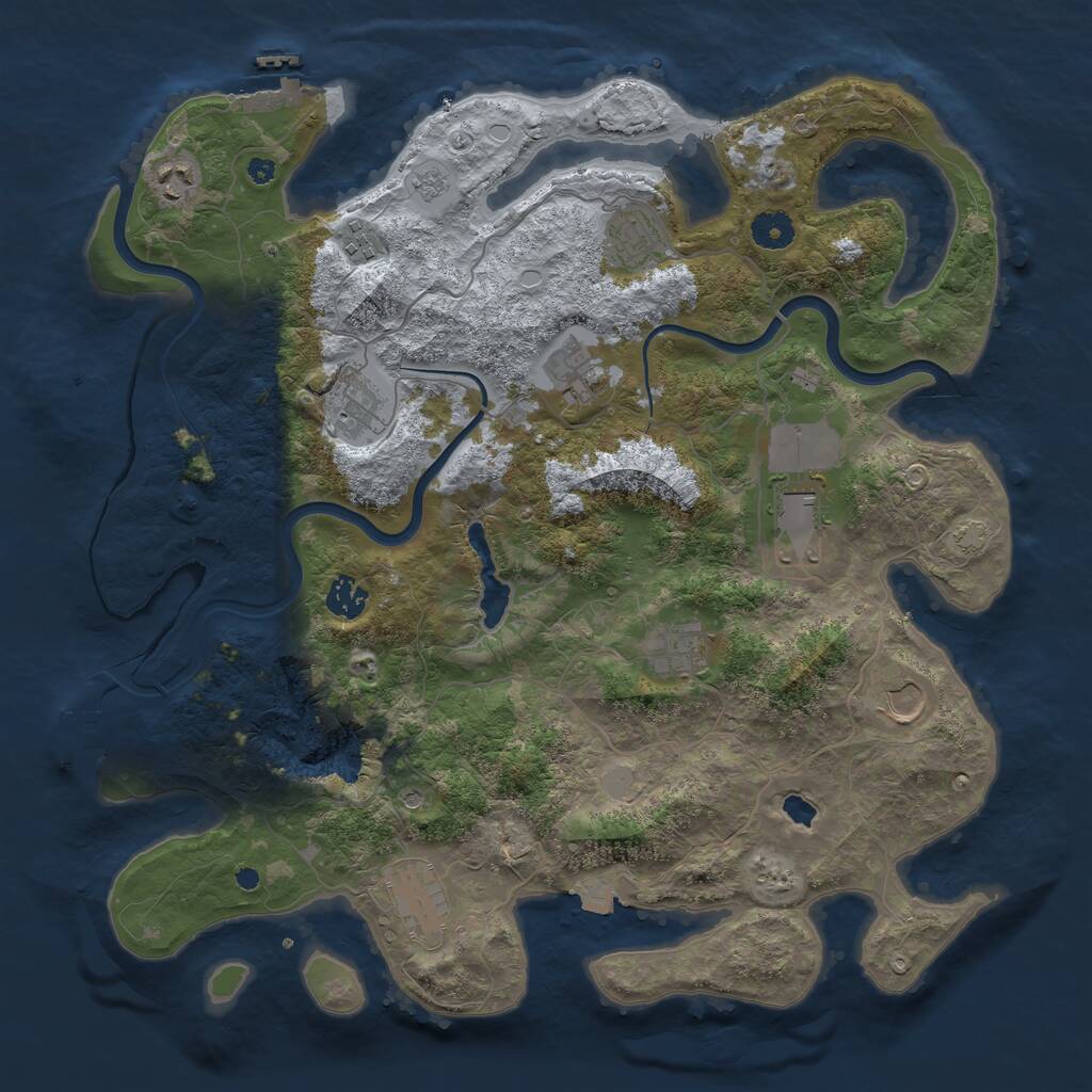 Rust Map: Procedural Map, Size: 4000, Seed: 1827579680, 16 Monuments