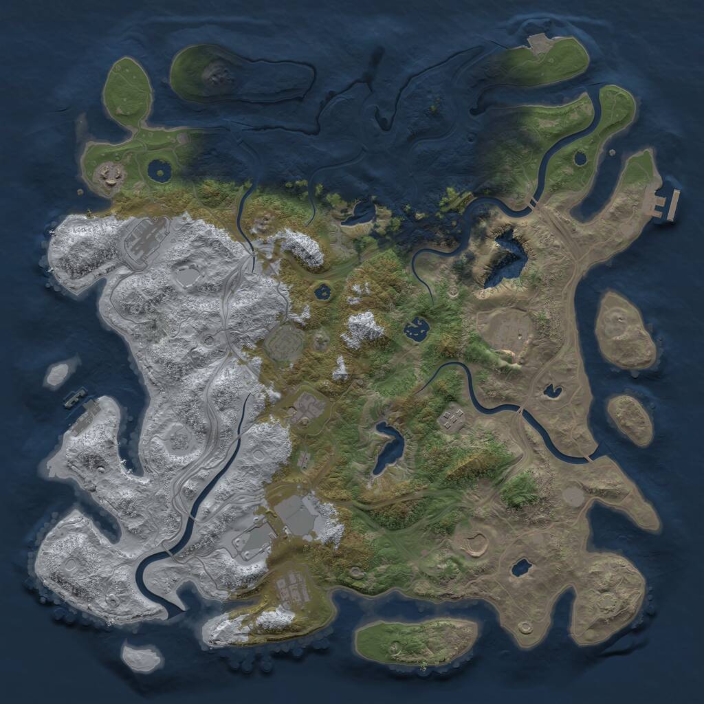 Rust Map: Procedural Map, Size: 4500, Seed: 820671055, 16 Monuments