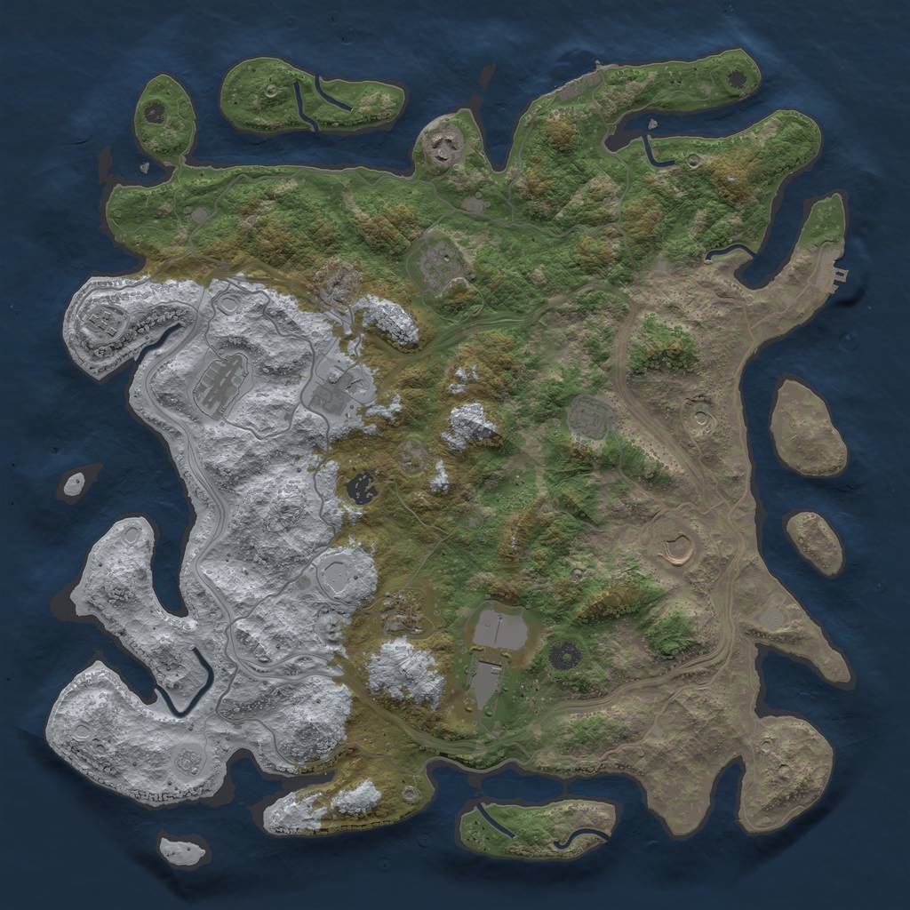 Rust Map: Procedural Map, Size: 4500, Seed: 820671055, 19 Monuments