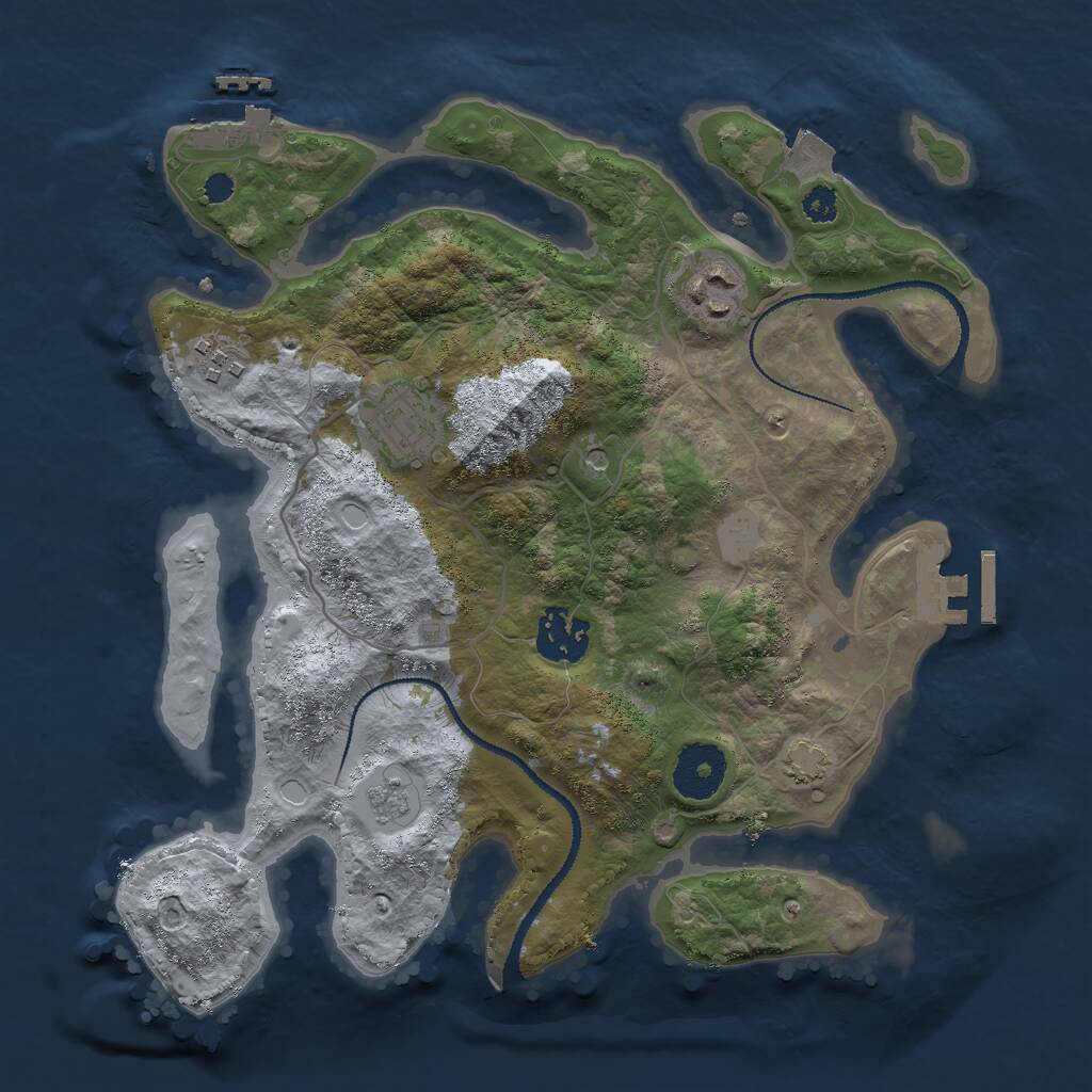 Rust Map: Procedural Map, Size: 3000, Seed: 7818, 10 Monuments