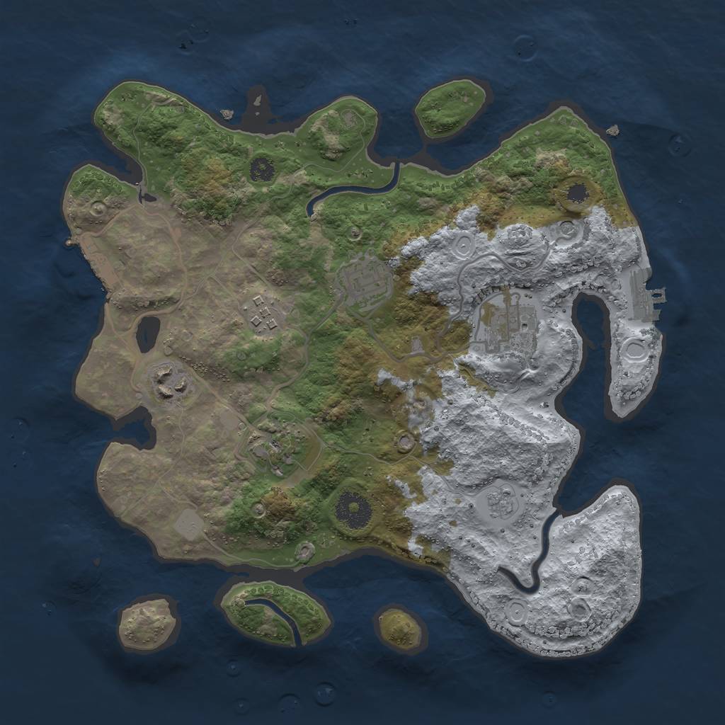 Rust Map: Procedural Map, Size: 3000, Seed: 886208907, 14 Monuments