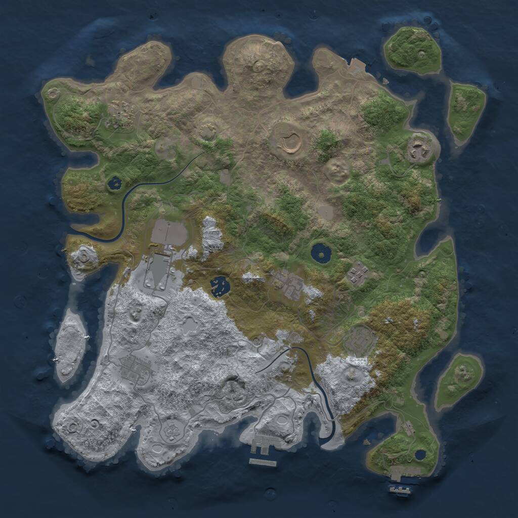 Rust Map: Procedural Map, Size: 3850, Seed: 9519119, 15 Monuments