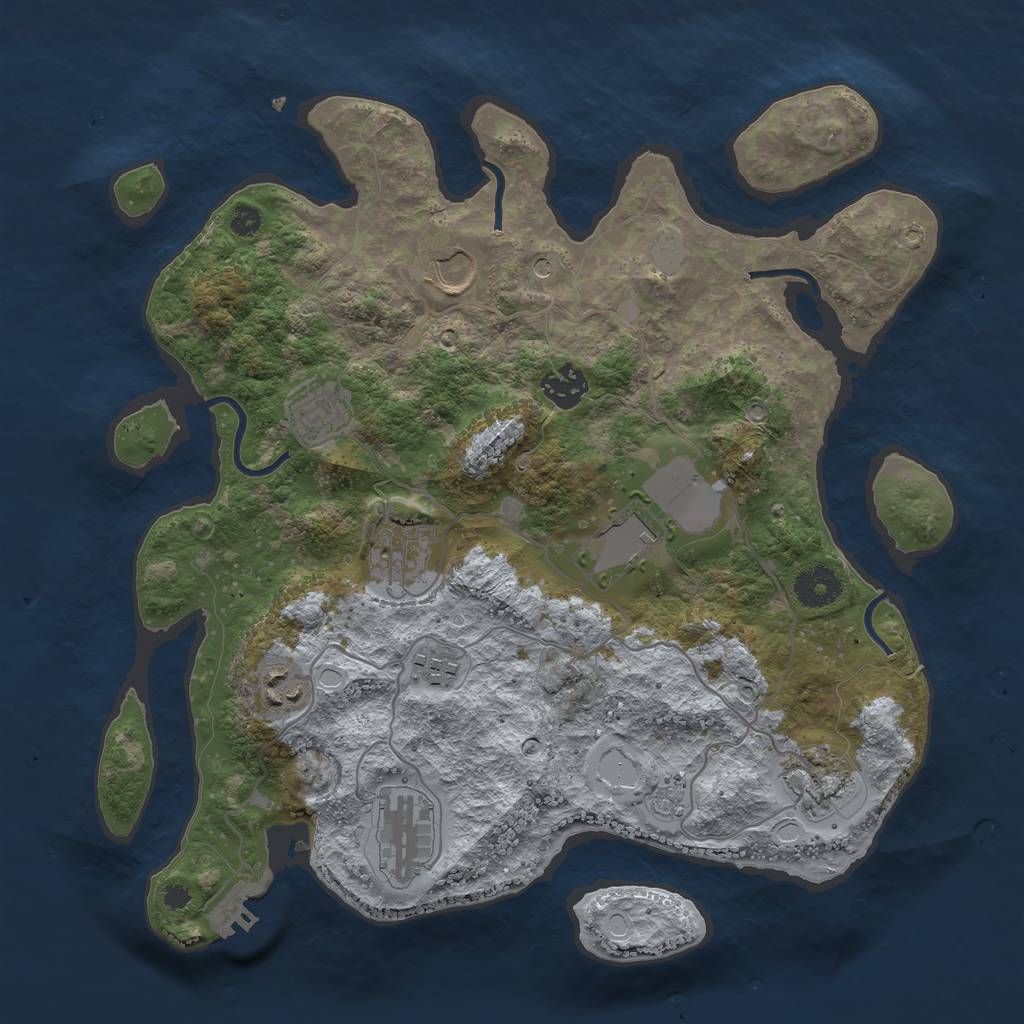 Rust Map: Procedural Map, Size: 3500, Seed: 25168, 17 Monuments