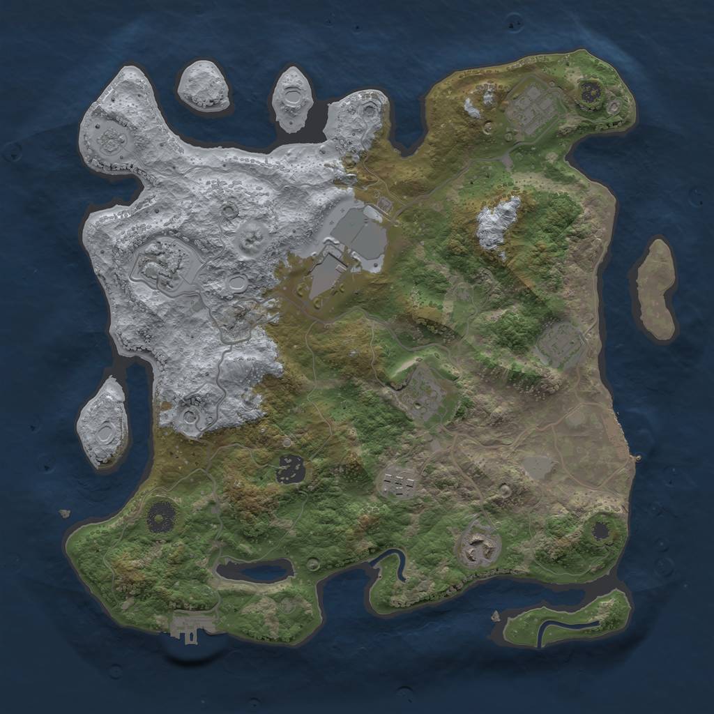 Rust Map: Procedural Map, Size: 3500, Seed: 417849234, 17 Monuments