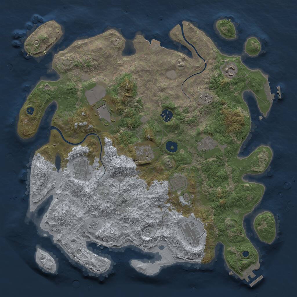 Rust Map: Procedural Map, Size: 3800, Seed: 1163632642, 15 Monuments